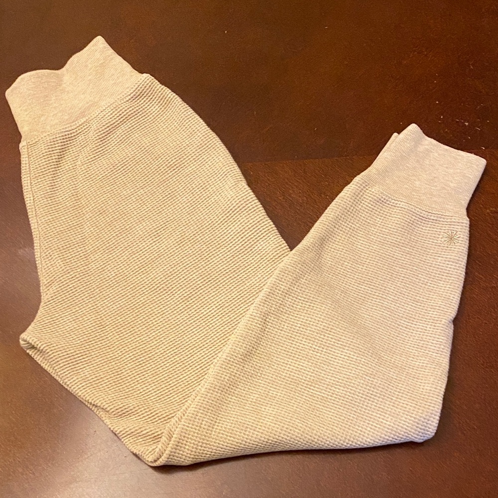 Athleta tan waffle joggers